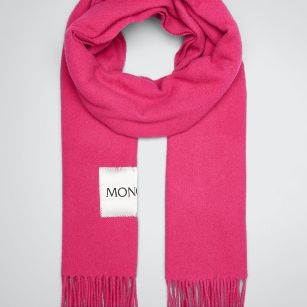 Moncler Logo Scarf 100% Wool New - Picture 2 of 9